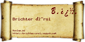 Brichter Örsi névjegykártya